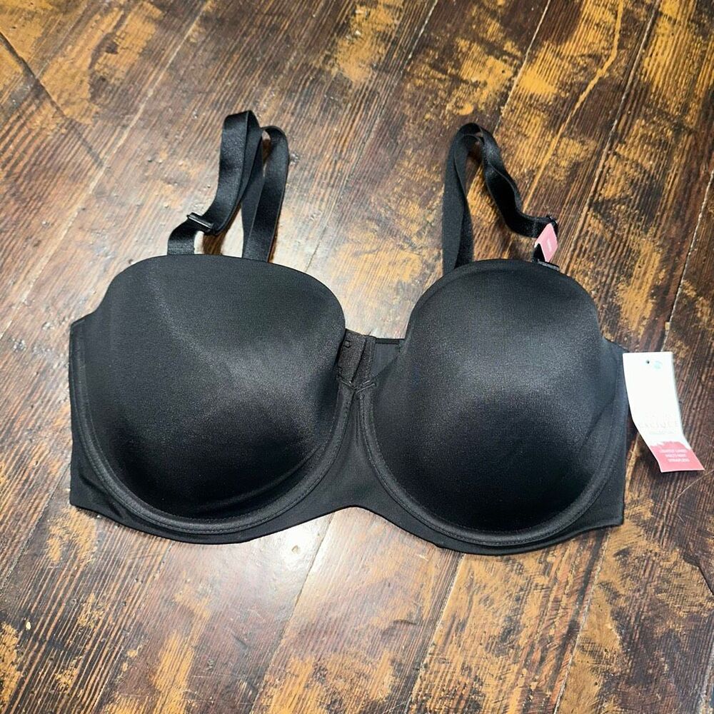 Cacique black lightly lined multi-way strapless 38DD bra